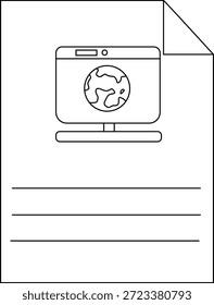 Um documento que exibe um computador com um globo ocular na tela e linhas para o texto abaixo