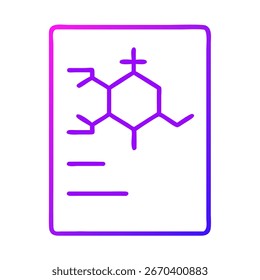 A document displaying a detailed molecular structure, symbolizing scientific research and innovation. Highlighted in gradient purple, its a blueprint for discovery.