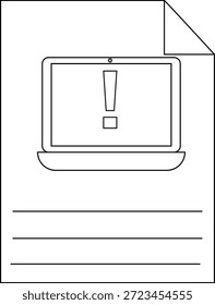 Un documento que muestra un portátil con un signo de exclamación en su pantalla