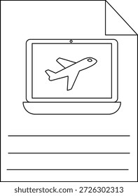 Ein Dokument mit einem Laptop mit einer Ebene auf dem Bildschirm, gefolgt von drei leeren Zeilen