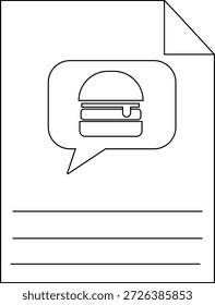 Un documento muestra una burbuja de hamburguesa con líneas en la parte inferior y una esquina doblada