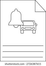 Um documento exibe um carro sob uma campainha com três linhas abaixo Seu canto é dobrado para baixo