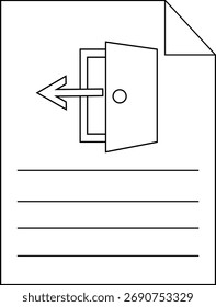 Um documento exibe um símbolo de saída acima das linhas com um canto dobrado