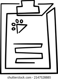 document, dog paw print minimalistic vector one line illustration