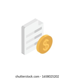 Document Dollar isometric flat icon. 3d vector colorful illustration. isolated on white background