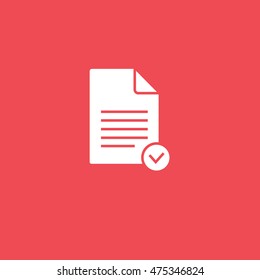 Document Done Add Flat Icon On Red Background