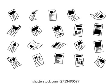 Conjunto de iconos de elementos de documento Doodle