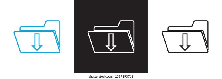 Document with download arrow icon.  isolated on white and black background. Vector illustration. EPS 10