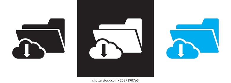 Document with download arrow icon.  isolated on white and black background. Vector illustration. EPS 10