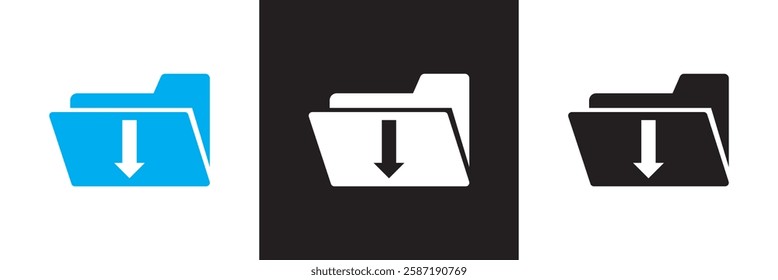 Document with download arrow icon.  isolated on white and black background. Vector illustration. EPS 10
