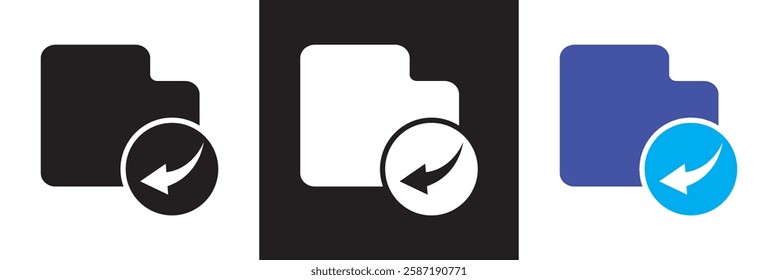 Document with download arrow icon.  isolated on white and black background. Vector illustration. EPS 10