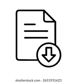 Document with download arrow icon paper text
