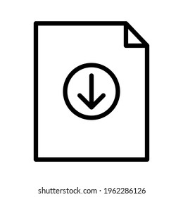 Document, download, file icon vector image. Can also be used for customer support and UI. Suitable for use on web apps, mobile apps and print media.