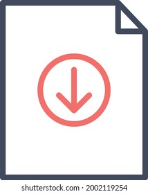 Document, download, file icon vector image. Can also be used for customer support and UI. Suitable for use on web apps, mobile apps and print media.