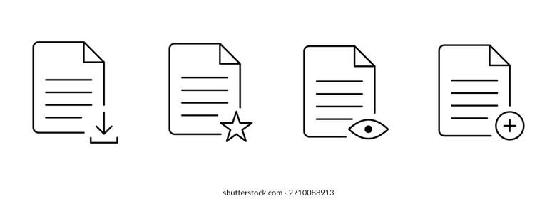 Download de documento, arquivo, exibir arquivo, adicionar ícone de documento ilustração de vetor para uso comercial do Office.