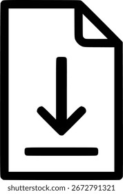 Document download flat icon with black and white color