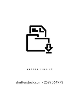 Document Download Icon. Editable Stroke