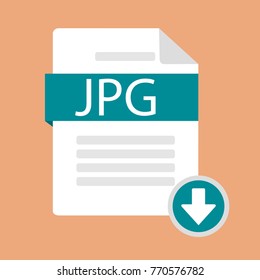 Document download icon JPG. Modern vector illustration in a flat style.