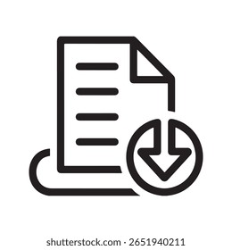 Ícone de download de documento com papel de lista