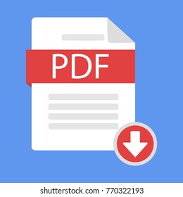 Document download icon pdf. Modern vector illustration in a flat style.