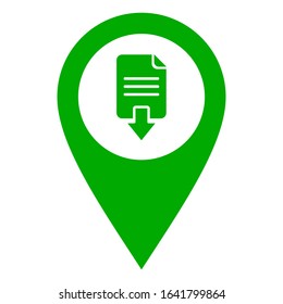 Document download and location pin on white