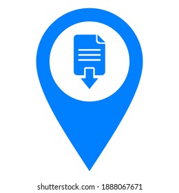 Document download and location pin on white