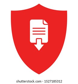 Document download and shield on white
