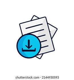 documento con icono de signo de descarga