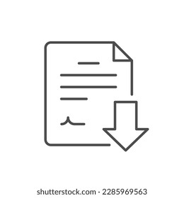 Document downloading line outline icon