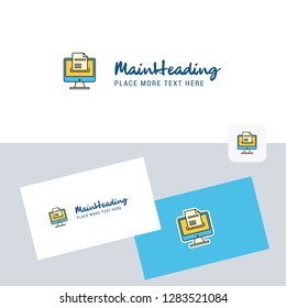 Document downloading  vector logotype with business card template. Elegant corporate identity. - Vector