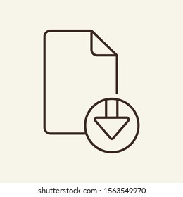 Document downloads linear symbol. Document concept. Vector. Thin line icon design. Flat illustration can be used for web design, user interface, infographics