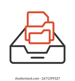 Icono de Vector en negrita del contorno del cajón del documento que se puede modificar o editar fácilmente 