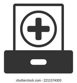 Document from a drawer and a test - icon, illustration on white background, glyph style