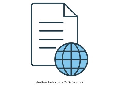 document with earth icon. icon related to travel, international travel documents. flat line icon style. element illustration