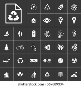 document. ecology and alternative energy icon set at gray background. Natural renewable energy technologies as solar, wind, water, geothermal heat, bio fuel.