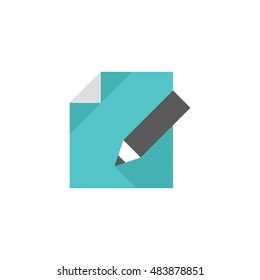 Document edit icon in flat color style. 