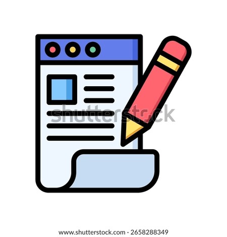 Document Edit Icon Lineal Color Vector Illustration