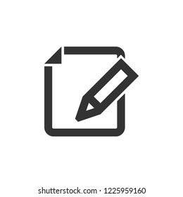 Document edit icon in thick outline style. Black and white monochrome vector illustration.