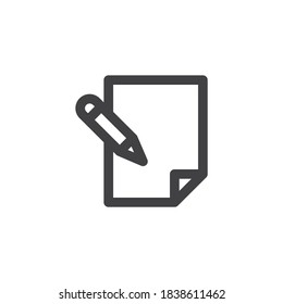 Document edit line icon. linear style sign for mobile concept and web design. Document file and pen outline vector icon. Symbol, logo illustration. Vector graphics