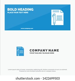 Document, Edit, Page, Paper, Pencil, Write SOlid Icon Website Banner and Business Logo Template