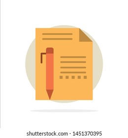 Document, Edit, Page, Paper, Pencil, Write Abstract Circle Background Flat color Icon