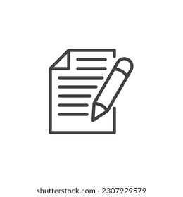 Document editing line icon. linear style sign for mobile concept and web design. Pen and paper outline vector icon. Writing symbol, logo illustration. Vector graphics