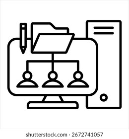 Document Editing Outline Icon Vector Illustration
