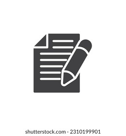 Document editing vector icon. filled flat sign for mobile concept and web design. Pen and paper glyph icon. Symbol, logo illustration. Vector graphics