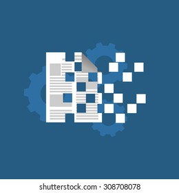 Document encryption concept illustration. Flat design.
