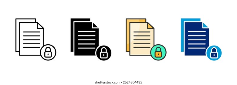 Document Encryption Icon Set Multiple Style Collection