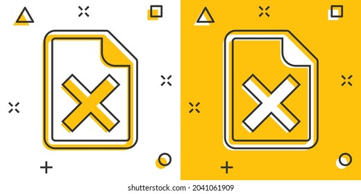 Document error icon in comic style. Broken report cartoon vector illustration on white isolated background. Damaged splash effect business concept.