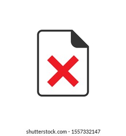 Document error icon in flat style. Broken report vector illustration on white isolated background. Damaged business concept.