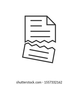 Document error icon in flat style. Broken report vector illustration on white isolated background. Damaged business concept.