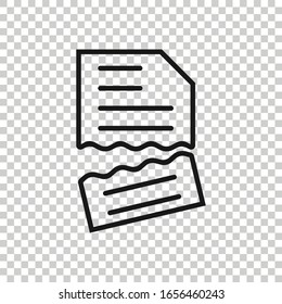 Document error icon in flat style. Broken report vector illustration on white isolated background. Damaged business concept.
